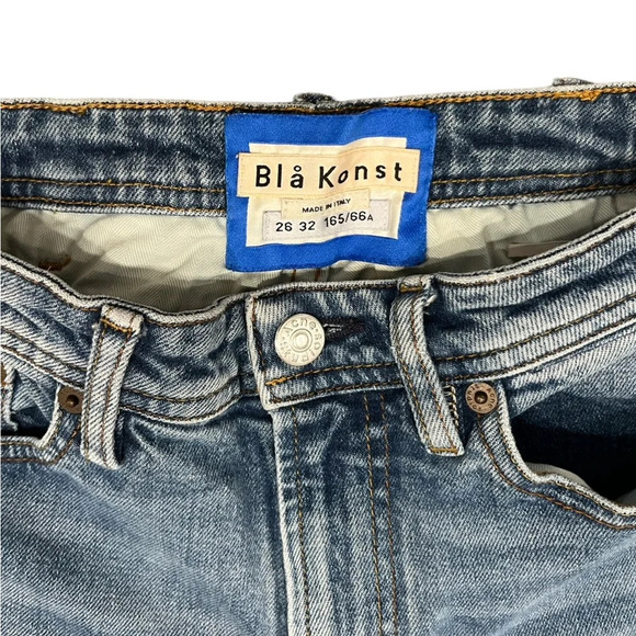 Women's Acne Studio SOUTH MID BLUE Jeans Size 26 Raw Hem Cotton Denim 30L165-129 - Picture 4 of 7